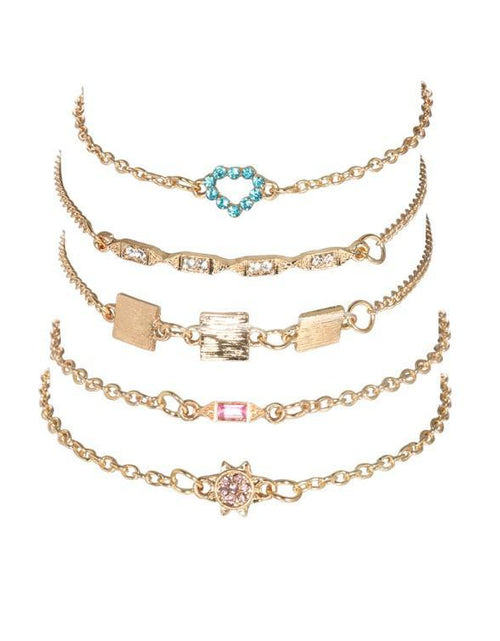 Load image into Gallery viewer, 5 Piece Cute &amp; Kitschy Pav&#39;e Minimalist Bracelet Set
