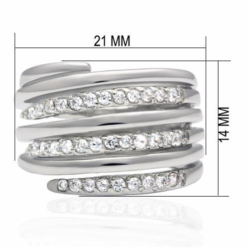 Load image into Gallery viewer, LO2075 - Rhodium Brass Ring with AAA Grade CZ  in Clear
